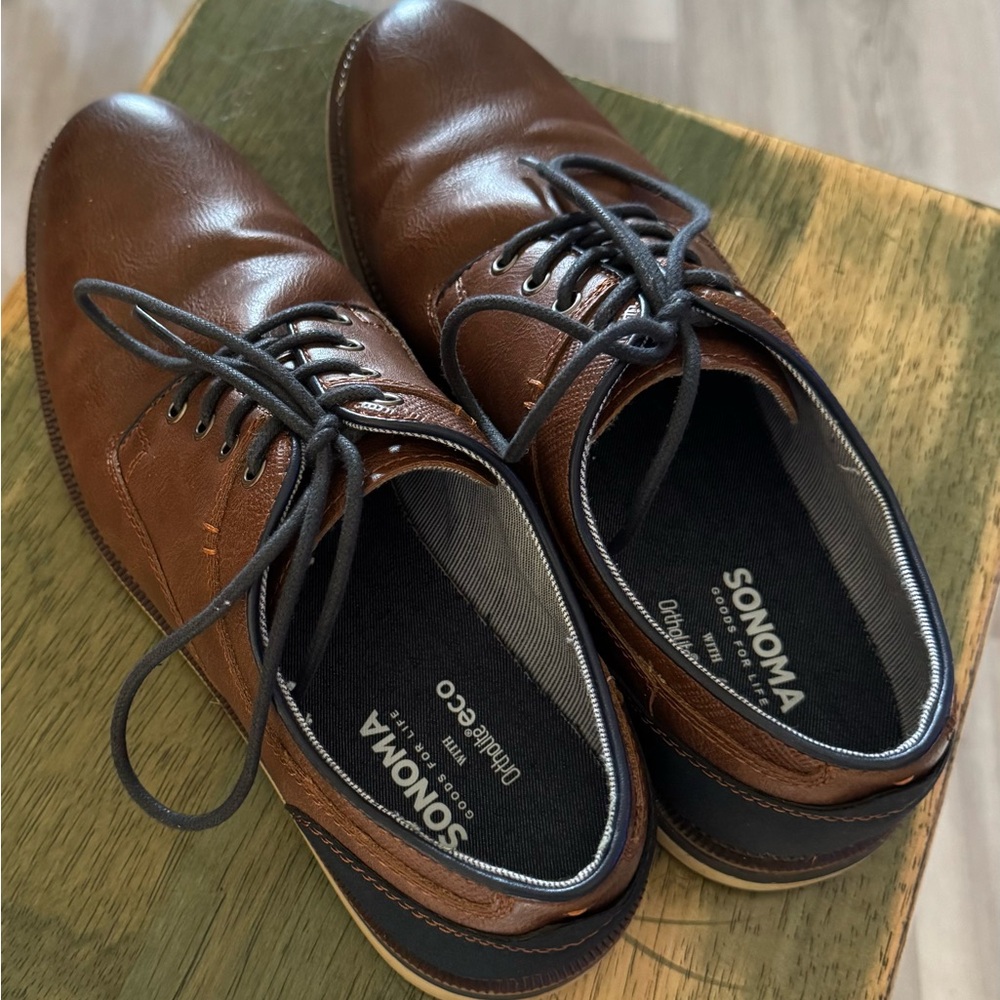 Sonoma Brown and Black Oxfords with Polished Leather